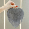 Heart-Shaped Rhinestone Evening Bag with Sequined Tassel - Sparkling Wedding & Festival Clutch