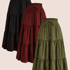 3-Pack Women's Plus Size Pleated Midi Skirts – Loose Fit with Ruffle Detail, Solid Colors for Spring/Summer