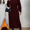 Plus Size Turtleneck Sweaterdress – Long Sleeve Loose Fit Knit Dress for Office to Party, Machine Washable (Fall/Winter)