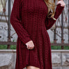 Women's Knit Sweater Dress – Long Sleeve Crew Neck, Solid Color Fall/Winter Casual to Formal