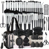 68-Piece Professional Makeup Brush and Tool Set, 30 Black Brushes, 20 Beauty Sponges, 17 Eyelash Tools, Washing Bowl & Travel Makeup Bag