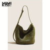 Handmade Woven Bucket Bag for Women - Large Capacity Single-Shoulder Crossbody Tote
