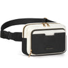 Women's Adjustable PU Belt Bag – Retro Zipper Crossbody Waist & Chest Bag, Black & White, Hands-Free Phone Pouch