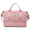Women's Large Quilted Checkered Duffle Bag - Removable Strap, Zipper Closure, Spacious Travel & Gym Weekend Bag