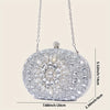 Sunburst Rhinestone Box Clutch — Silver Geometric Evening Bag for Party & Events