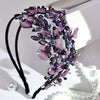Elegant Purple Rhinestone Leaf Hairband – Double-Layer Soft Pottery Headband for Women, Dress-Up Accessory for Valentine's Day & Photography