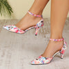 Women's D'Orsay Pointed-Toe Stiletto Heels - Cartoon Print PU Upper with Ankle Strap & Strappy Detail