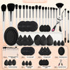 37-Piece Full Makeup Brush & Tool Kit — 20 Multi-Functional Brushes, 6 Sponges, 6 Powder Puffs, Eyelash Curler & Cleaning Bowl