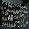 Vintage Ethnic Silvery Geometric Cut-Out Zinc Alloy Dangle Earring Set — Multi-Pack 16/24/25/26 Pairs, Minimalist Tribal Jewelry for Women