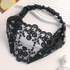 Wide Lace Flower Embroidered Stretch Headband - Elegant Boho Vintage Hair Band for Women