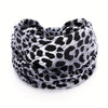 Leopard Print Knit Elastane Yoga Headband - Wide Knotted Sports Sweatband for Women (1pc)