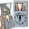 Portable Professional Makeup Brush Set with Mirror, Soft Fluffy Travel Brushes and 26-Letter Initial Garland Gift