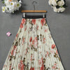 Pleated A-Line Floral Skirt with Black Hem - Short to Midi, Structured No-Stretch, Wrinkle-Resistant, Machine Washable