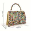 Multicolor Rhinestone Evening Clutch - Square Crossbody & Shoulder Party Bag for Women (PU Leather)