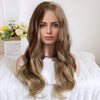 Blonde & Brown Balayage Body Wave Wig with Bangs - Long 100% Density Volume Hairpiece for Daily Wear, Cosplay & Weddings