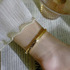18K Gold-Plated Open Cuff Bangle - 316 Stainless Steel Women's Bracelet for Everyday Wear & Gifts