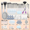 37-Piece Full Makeup Brush & Tool Kit — 20 Multi-Functional Brushes, 6 Sponges, 6 Powder Puffs, Eyelash Curler & Cleaning Bowl