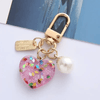 6-Pack Heart-Shaped Iridescent Acrylic Keychains, Pastel Rainbow Bag & Earphone Charms for Women's Fashion Accessories, Party Favors
