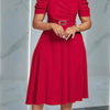 Women's V-Neck Ruched Midi Dress with Belted Waist, Short Sleeve Flowy Skirt for Spring/Summer