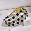 Elegant Black Rhinestone Headband for Women – Wide 3-Row Sparkling Crystal Hairband for Parties, Proms & Special Occasions