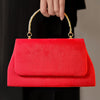 Red Evening Clutch with Top Handle - Elegant Wedding and Party Handbag