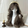 26-Inch Curly Wave Wig for Women - High-Temperature Fiber, 100% Density Rose Net Cap, Long Straight Bangs, Daily & Festival Wear