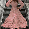 Plus Size Polka Dot V-Neck Long Sleeve Fit & Flare Maxi Dress