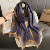 Women’s Striped Polyester Shawl - Breathable, Sun-Proof Long Scarf, 100% Yarn-Dyed for Spring Autumn Winter
