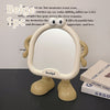 Cute Cartoon Desktop Makeup Mirror — Adjustable Angle HD Glass Portable Dressing Table Mirror for Bedroom & Dorm