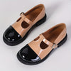 Women's Slip-On Chunky Heel Loafers – Retro Round Toe Rubber Sole, Beige & Black, All-Season