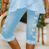 Women's Plus Size Faux Denim Print Skinny Jeans - Stretch Butterfly Print