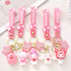 5-Pack Kawaii Cherry Blossom Keychain Set — Pink PVC Star Charms with Snap Hook for Bags & Wallets