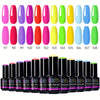 12-Pack Fluorescent Gel Nail Polish Set 0.51 fl oz (15 ml) – High-Saturation Long-Lasting Glow Colors for Hand & Foot Manicure, Salon & DIY Gift