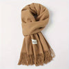 Solid Color Tassel Scarf with Fringe - Lightweight Polyester Shawl for Women