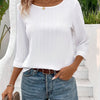 Women's Elegant Long Sleeve Crew Neck T-Shirt - Solid Color Lightweight Top for Spring & Fall