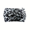 Leopard Print Knit Elastane Yoga Headband - Wide Knotted Sports Sweatband for Women (1pc)