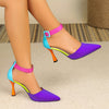 French-Inspired Pointed Toe Stiletto Pumps with Ankle Strap – Comfortable High Heel Evening & Office Shoes (Blue, Pink, Purple)