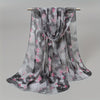 Vintage Magpie Print Long Imitation Silk Chiffon Scarf, Lightweight Shawl Wrap
