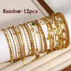 12-Pack Women's Stainless Steel Bracelet Set - Gold-Tone Layered Chain Link Bracelets for Daily Wear and Parties