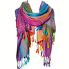 Women's Bohemian Jacquard Tassel Shawl – Rainbow Gradient Pashmina-Style Scarf, Paisley Fringed Wrap 79 x 28 in (200 x 71 cm)
