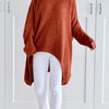 Plus Size Oversized Sweater - Soft Stretch Longline Pullover with Drop Shoulder & Ribbed Detail, Cozy Fall Winter Layering