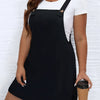 Plus Size Knit Overall Pinafore Dress with Pockets, Stretchy Square Neck, Machine Washable for Spring Summer Fall