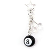 Y2K Black 8-Ball & D20 Dice Keychain with Star Charm - Resin & Zinc Alloy Bag Charm for Gamers & RPG Fans