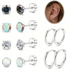 Surgical Stainless Steel 20G Hypoallergenic CZ Flat Back Stud & Hoop Earrings Set – Small Cartilage Studs for Sensitive Ears