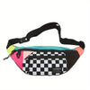 Lightweight Foldable Unisex Waist Bag - Large Capacity Crossbody with Adjustable Strap, Multi-Compartment Color-Block (Pink/Green/Blue/Black/White)