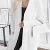 Plus Size Elegant Beige Open Front Cardigan Sweater, Mid-Length Drop Shoulder with Pockets, Non-Bulky Layering for Fall Winter Office & Party