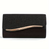 Elegant Flap Evening Clutch with Chain Strap Sequined Solid Color Dinner Bag for Prom Wedding Banquet