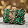 Vintage Rhinestone Evening Clutch - PU Cocktail Handbag with Removable Chain Shoulder Strap
