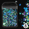 Holographic Butterfly & Heart Nail Glitter Flakes 3D Laser Sequins for Manicure & Nail Art