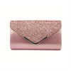 Sequin Flap Clutch with Buckle and Metal Chain, Evening and Festival Shoulder Bag